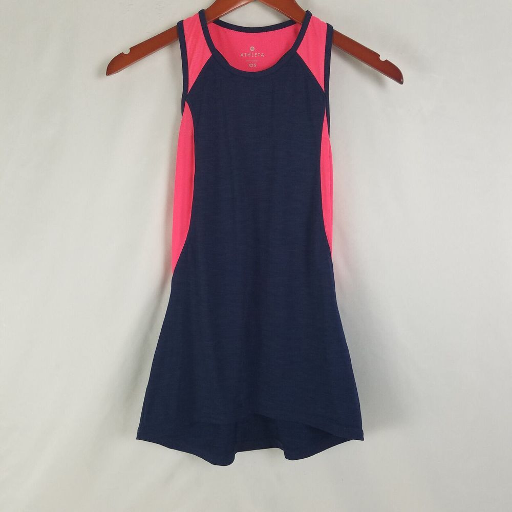 Athleta‎ Shirt Womens XXS Blue Pink Activewear Tank Top Racerback Workout